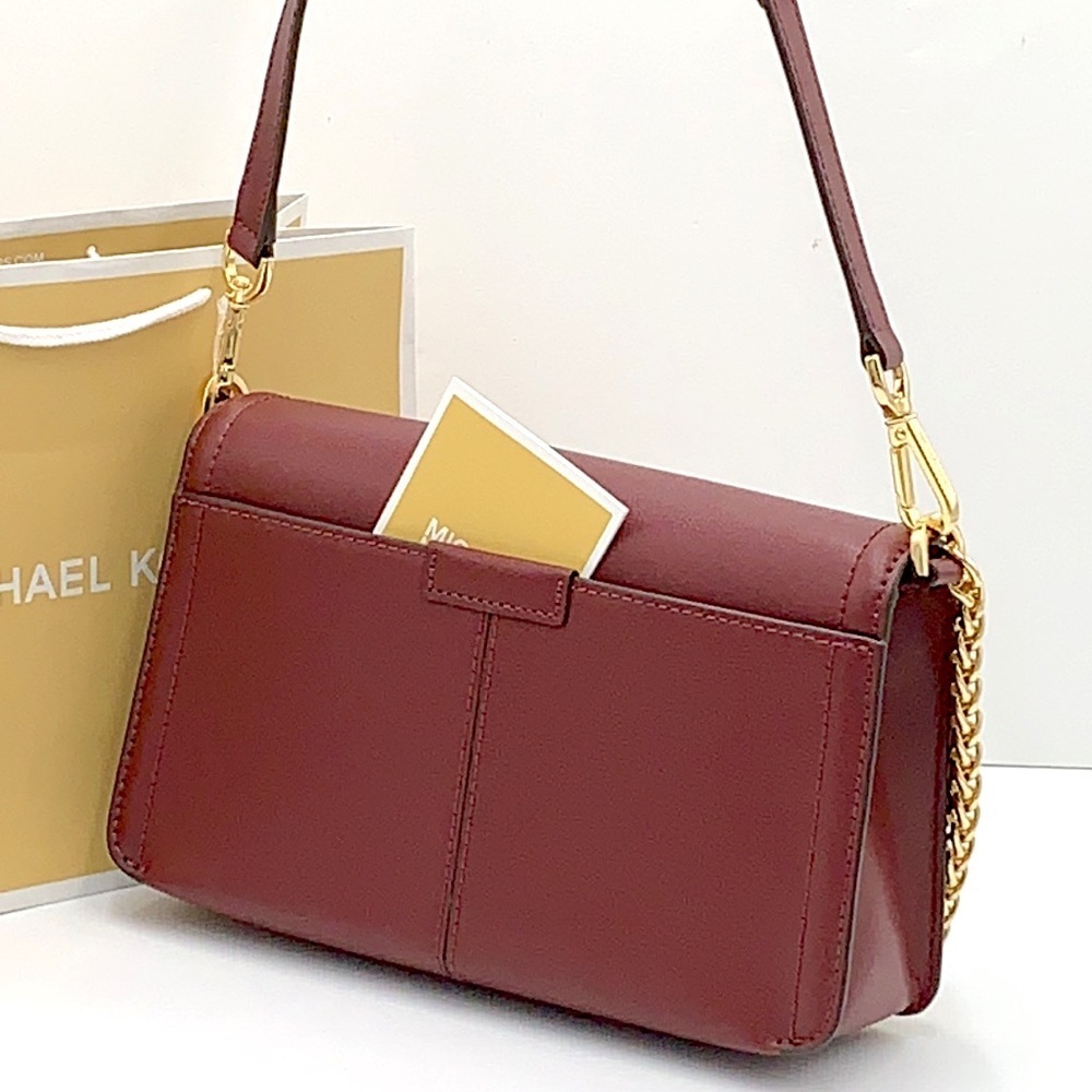 MICHAEL KORS SONIA MEDIUM EAST WEST SHOULDER CROSSBODY BAG MERLOT COLOR - Picture 3 of 16